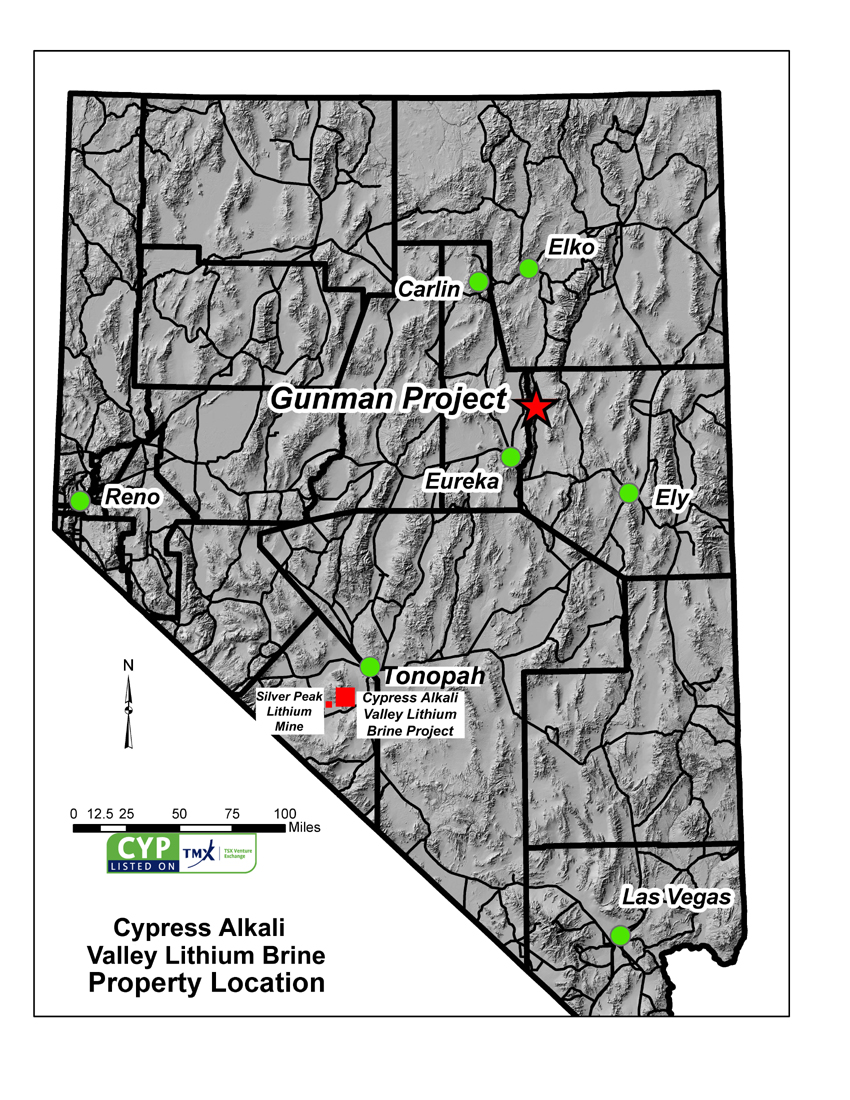 Cypress Alkali Valley Lithium Brine Project Location Map